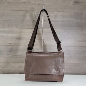Longchamp Brown Leather Messenger Crossbody Bag